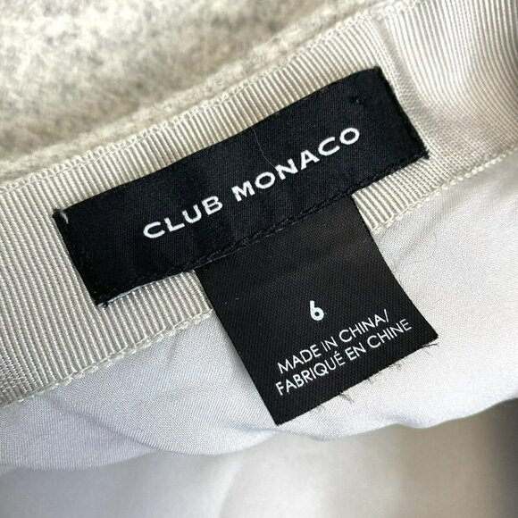 Club Monaco Midi Skirt Womens Size 6 A-Line Gray Lined Wool Blend Faux Wrap - Picture 3 of 4